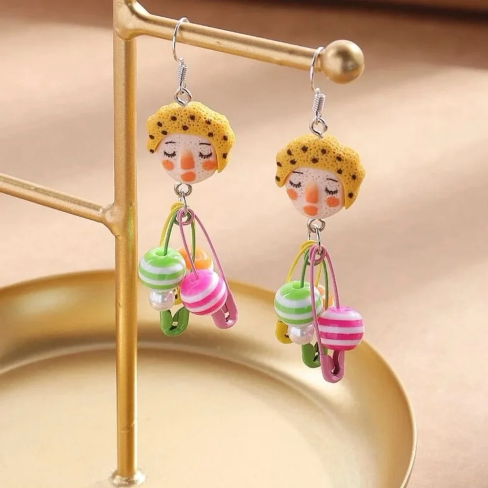 Circus Clown Blonde Boy Safety Pin Festival Carnival Fairground Nostalgic Dangle